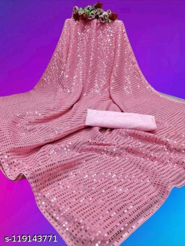 Premium Georgette Best Quality pink Saree With Beautiful Concept. - Readymade -semi Stitched