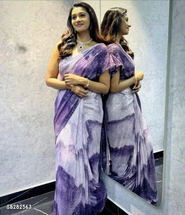 Catalog Name: *Beautiful partywear georgette digital.printed saree* - Free Size