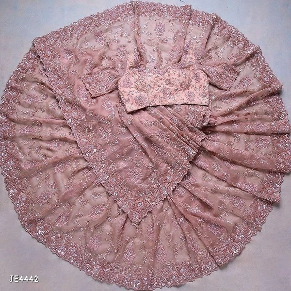 Catalog Name: *Heavy Organza Saree with Embroidery Work* - Semi Stitched