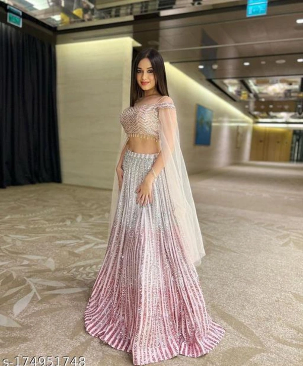 Launching Bridal Wear Georgette Heavy 2 Sequence Work Lehengas With Dupatta - Un Stitched