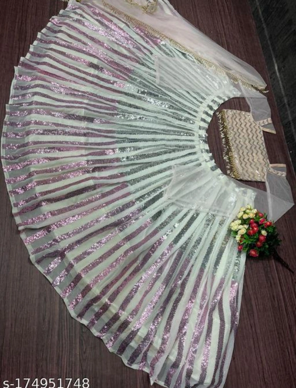 Launching Bridal Wear Georgette Heavy 2 Sequence Work Lehengas With Dupatta - Free Size