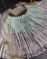 Launching Bridal Wear Georgette Heavy 2 Sequence Work Lehengas With Dupatta - Free Size