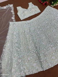 Catalog Name: *Designer Bridal Wear Heavy Net Chine Sequnce Work Lehenga With Dupatta* - Semi Stitched