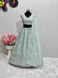 Catalog Name: *Designer Bridal Wear Heavy Net Chine Sequnce Work Lehenga With Dupatta* - Un Stitched