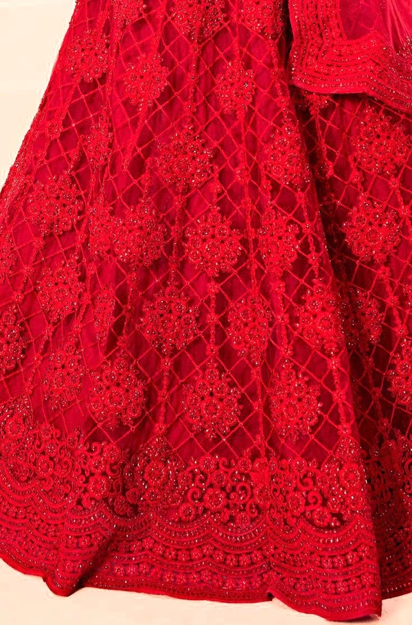 Stylish  Net Embroidered Lehenga Choli Set For Women - Free Size