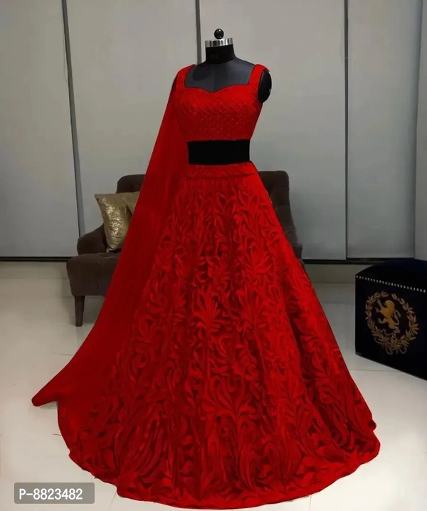 Latest Attractive Net Embroidered  Stitched Lehenga Choli - Free Size