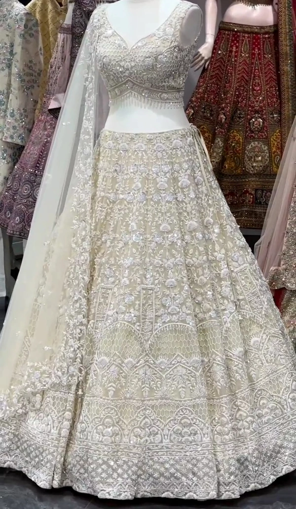 Embroidered, Embellished Fully Stitched Lehenga Choli - Semi Stitched