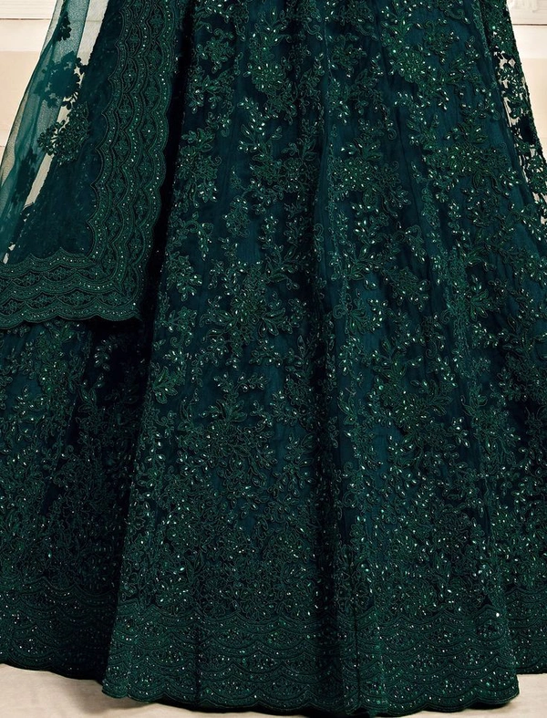 GREEN GOROLY LEHENGA CHOLI-11 - Un Stitched
