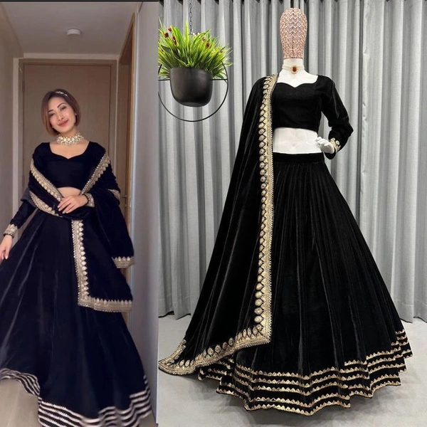 Elegant Patiyala Stitched lehenga - Semi Stitched
