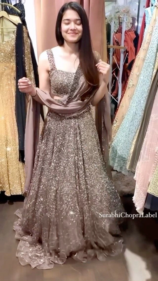 AQWESOME SEMI STICHED SEQUENCE VELVET LEHENGA - Semi