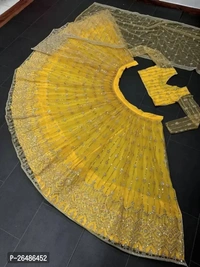 Onuma Womens Yellow Net Sequence  - Free Size