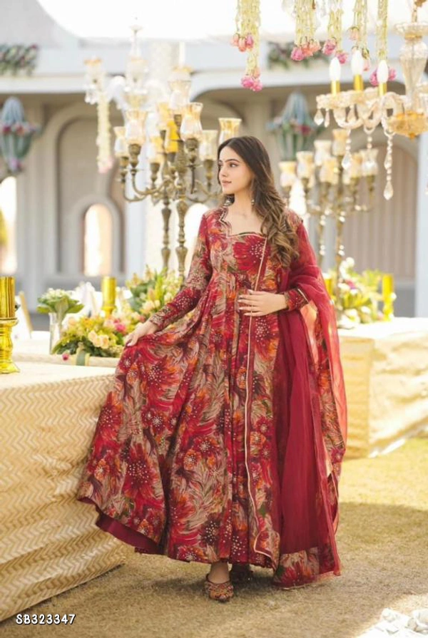 Digital Pribted Pure Georgette Silk Anarkali Gown* - M