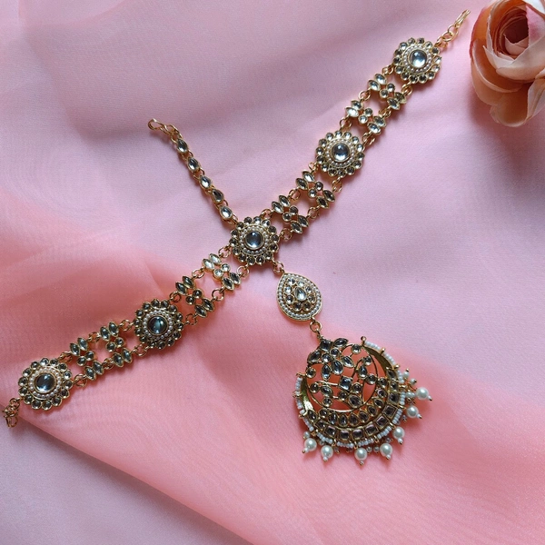 Cherry & Magpie Bridal Kundan Matha Patti - Gold
