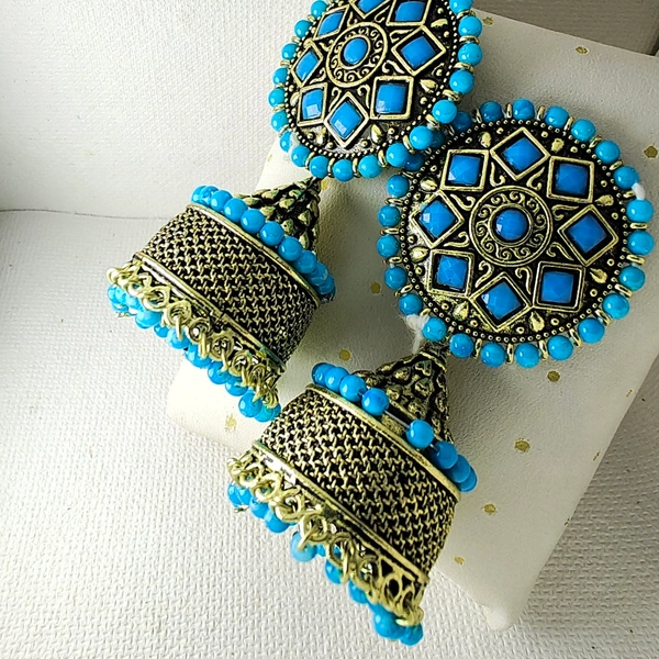 Cherry & Magpie Everstylish Jhumka Earrings - Blue