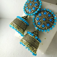 Cherry & Magpie Everstylish Jhumka Earrings - Blue