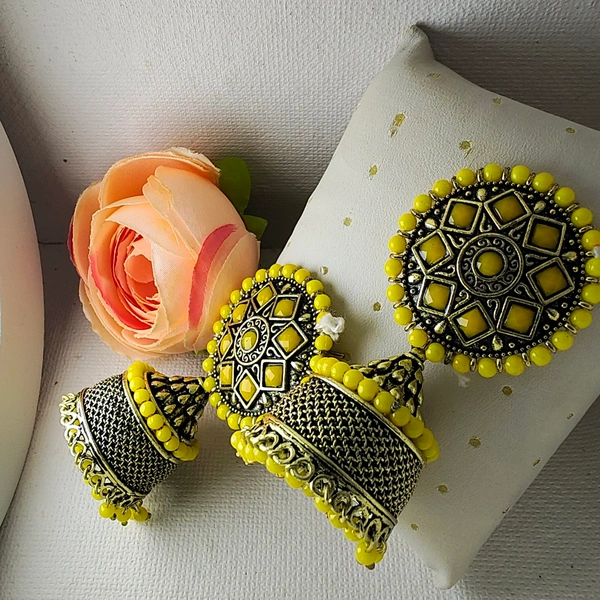 Cherry & Magpie Everstylish Jhumka Earrings - Yellow