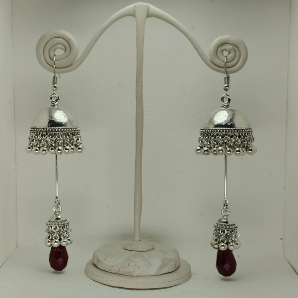 Cherry & Magpie Classy Drop Jhumka - Maroon