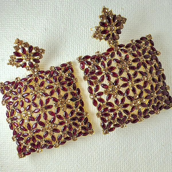 Cherry & Magpie Trendy Gorgeous Geometric Floral Earrings  - Maroon