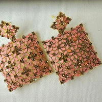 Cherry & Magpie Trendy Gorgeous Geometric Floral Earrings  - Pink