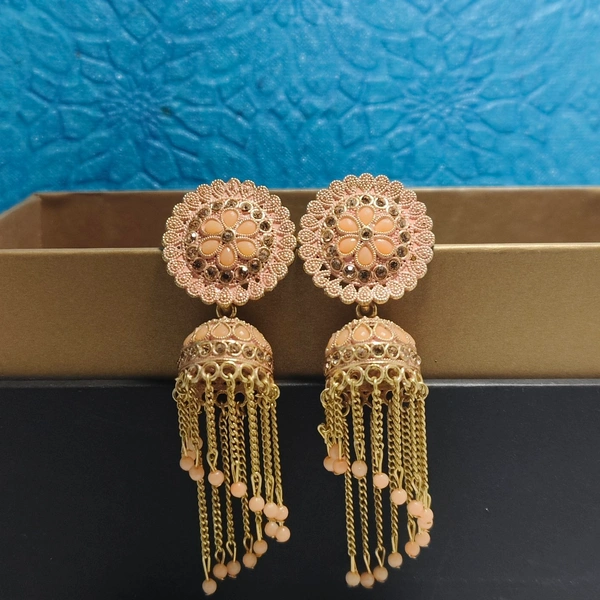 Cherry & Magpie Beautiful Chain Drop Jhumka - Pirate Gold
