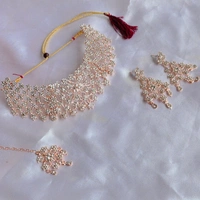 Cherry & Magpie Glamorous AD Necklace Set For The Wedding Season  - Rose Gold