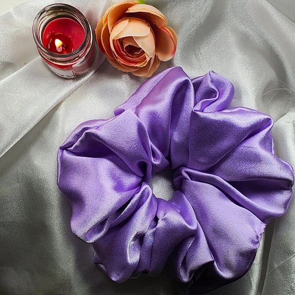 Cherry & Magpie Beautiful Lavender Satin Scrunchie - Violet Eggplant, L