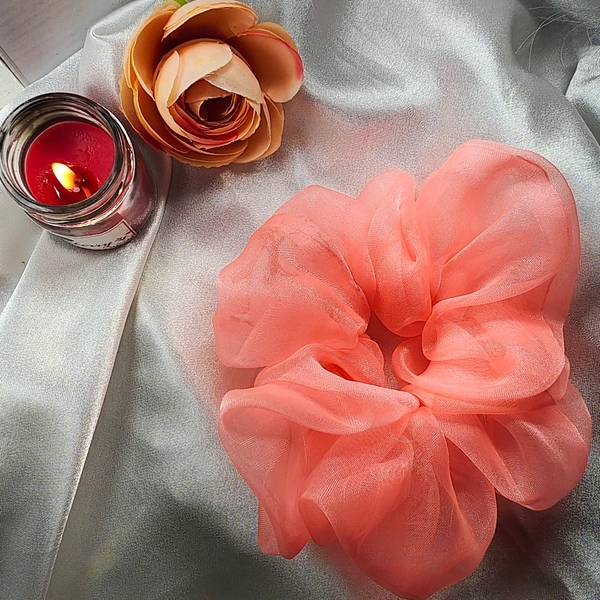 Cherry & Magpie Beautiful Net Organza Scrunchie - Bittersweet, L