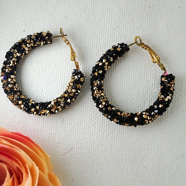 Cherry & Magpie Beautiful Crystal Fashion Party Wear Earrings  - Black