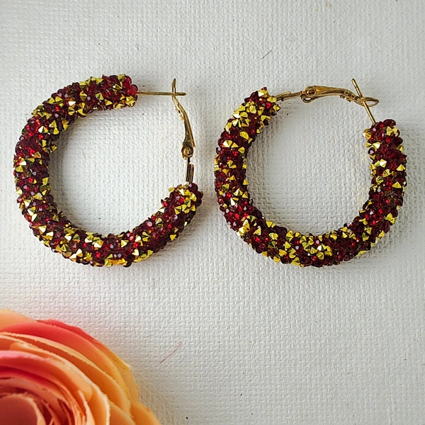 Cherry & Magpie Beautiful Crystal Fashion Party Wear Earrings  - Maroon