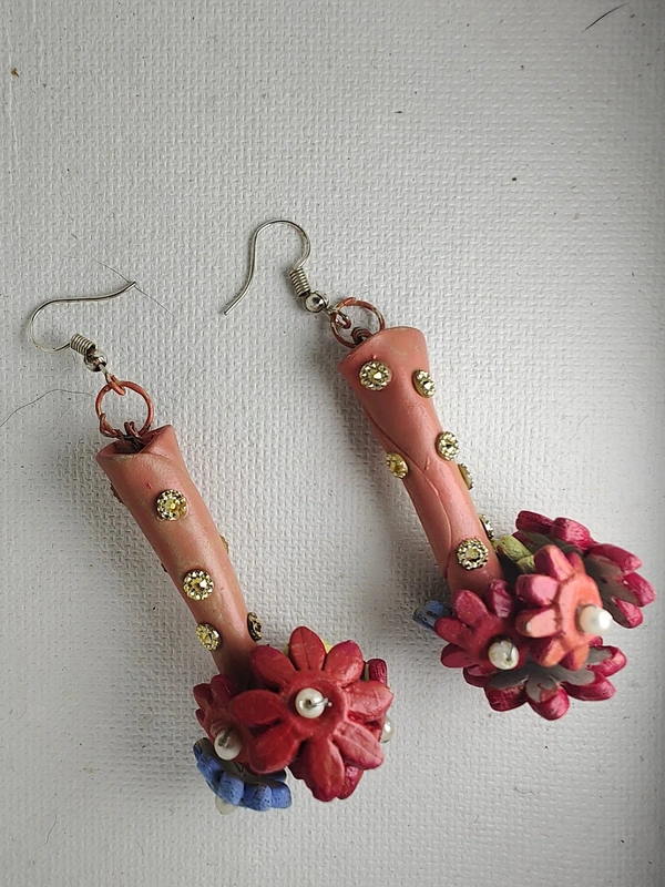 Cherry & Magpie Beautiful Handmade Flower Bokeh Clay Earrings  - Contessa