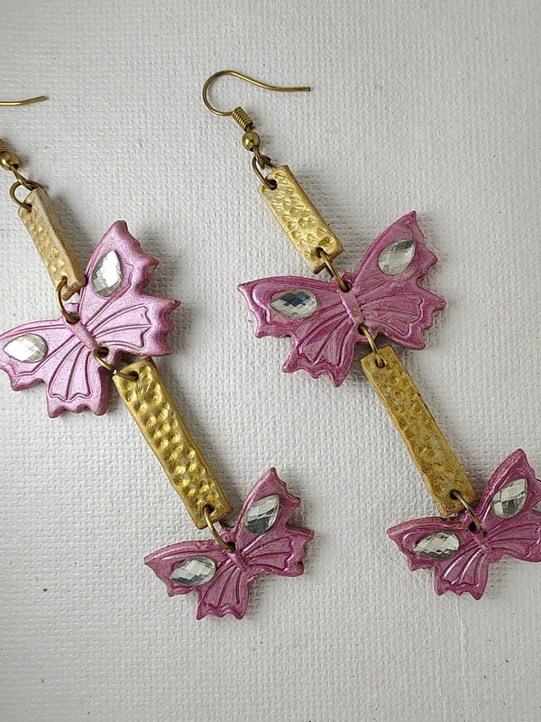 Cherry & Magpie Beautiful Handmade Butterfly Earrings  - Fuchsia Pink