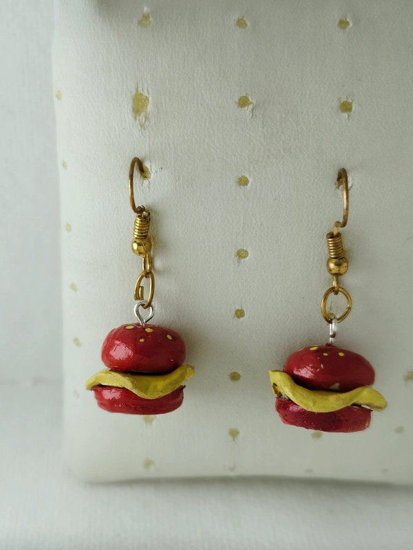 Cherry & Magpie Beautiful Handmade Burger Fashion Earrings  - Guardsman Red