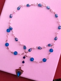 Cherry & Magpie Suzume Necklace Set With Earrings  - Blue, Free, Partywear