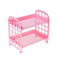 2LAYER FOLDABLE PLASTIC SMALL STORAGE SHELF - Free Size, White
