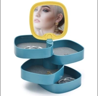 Rotating Jewellery Box With Miror - Teal, Free Size