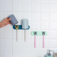 PLASTIC MULTIPURPOSE HOLDER BATHROOM ACCESSORIES ORGANIZER WALL MOUNTED HANGING MOUNT SHELF & HOOKS (1PC) - White