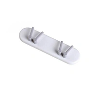 PLASTIC MULTIPURPOSE HOLDER BATHROOM ACCESSORIES ORGANIZER WALL MOUNTED HANGING MOUNT SHELF & HOOKS (1PC) - White