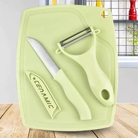 Plastic Kitchen Peeler - Green & Classic Stainless Steel 3-Piece Knife Set Combo - Mulberry