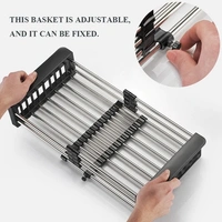 Adjustable Stainless Steel Kitchen Over Sink Racks Drain Dish Drying Rack - Black