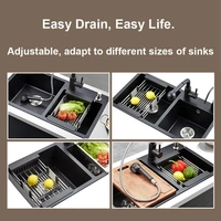 Adjustable Stainless Steel Kitchen Over Sink Racks Drain Dish Drying Rack - Black