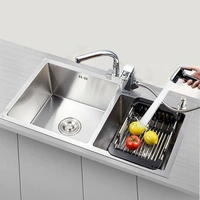 Adjustable Stainless Steel Kitchen Over Sink Racks Drain Dish Drying Rack - Black