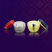  Mix Color Manual Mini Small Plastic Food Chopper Handy Mini Plastic Vegetable Chopper Cutter, Onion Chopper Vegetables for Kitchen Accessories with 3 Blades (375 ml) (Mix 2 Pc) - mul-ti colour