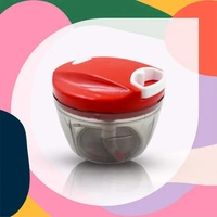  Mix Color Manual Mini Small Plastic Food Chopper Handy Mini Plastic Vegetable Chopper Cutter, Onion Chopper Vegetables for Kitchen Accessories with 3 Blades (375 ml) (Mix 2 Pc) - mul-ti colour