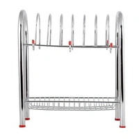 STAINLESS STEEL 2 LAYER PLATE & BOWL STAND KITCHEN UTENSIL RACK / CUTLERY STAND