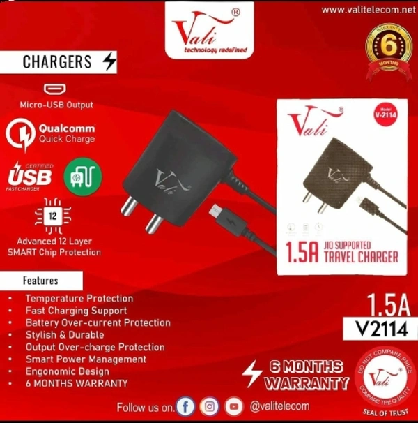 Vali Jio Change 1.5A Vali Fast Charger - 5