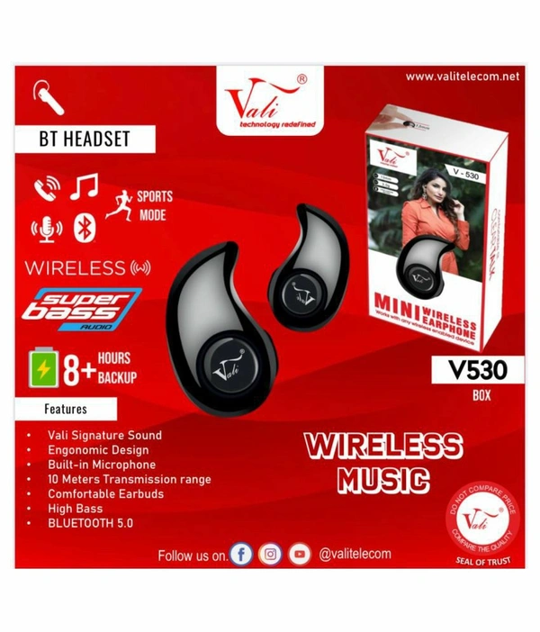 Vali Mobile Accessories V530 Vali Kaju Bluetooth - 3