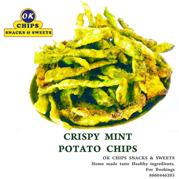 CRISPY MINT POTATO CHIPS - Green, medium