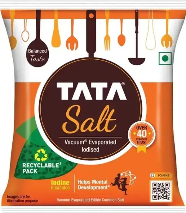 TATA Tata Free Flowing and Iodised Namak, Vacuum Evaporated Iodized Salt (1 kg) - 1KG