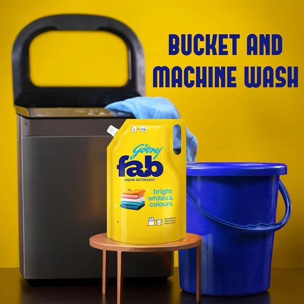 Godrej Fab Liquid Detergent Refill Pouch for Machine & Hand Wash - 1L - 1ltr