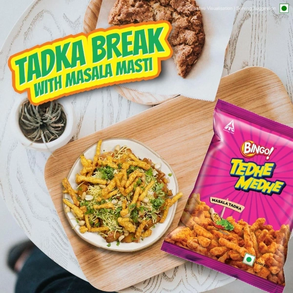 Bingo! Tedhe Medhe Masala Tadka - Sticks with Indian Masala Flavour - 80g/90g (weight may vary)